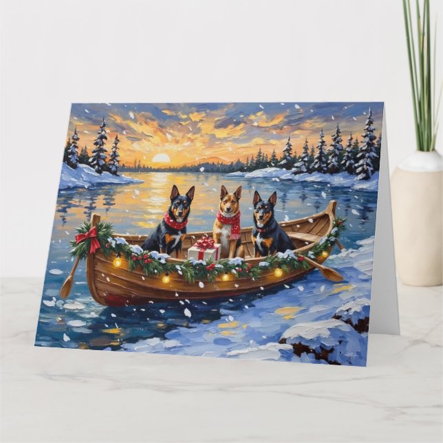 Belgian Malinois Christmas Boat Holiday Karte (Vorderseite)