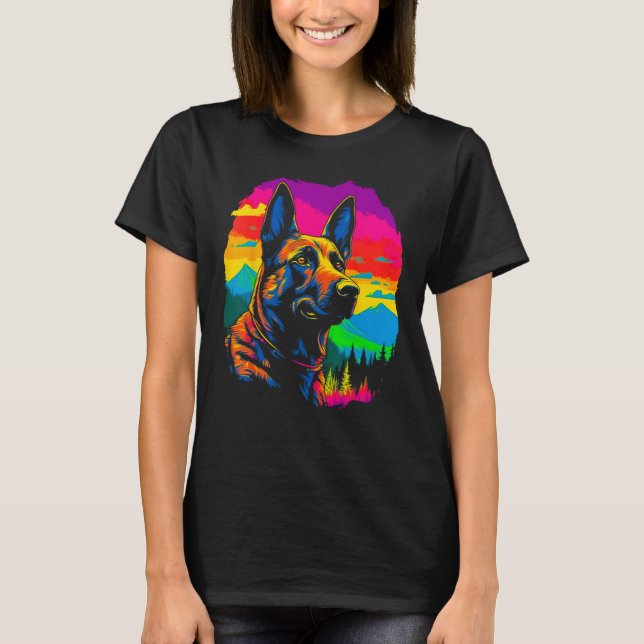 Belgian Malinois Dog Forest T-Shirt (Vorderseite)