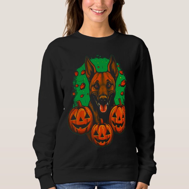 Belgian Malinois Dog Halloween Pumpkin Sweatshirt (Vorderseite)