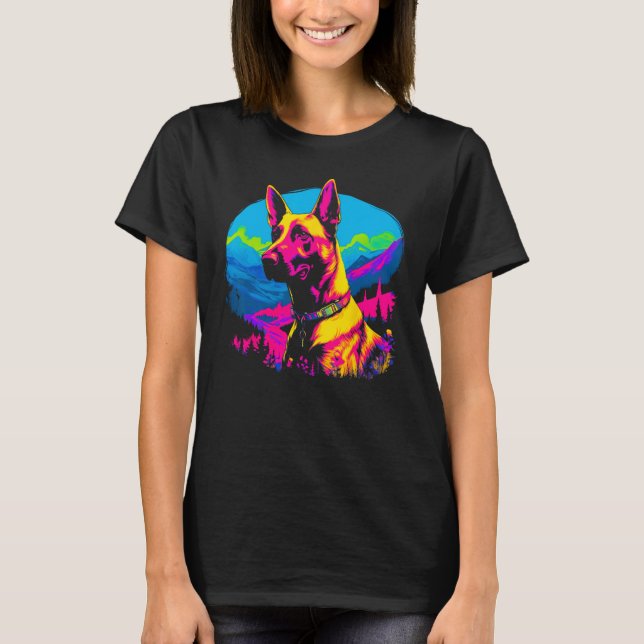 Belgian Malinois Dog Pop Art T-Shirt (Vorderseite)