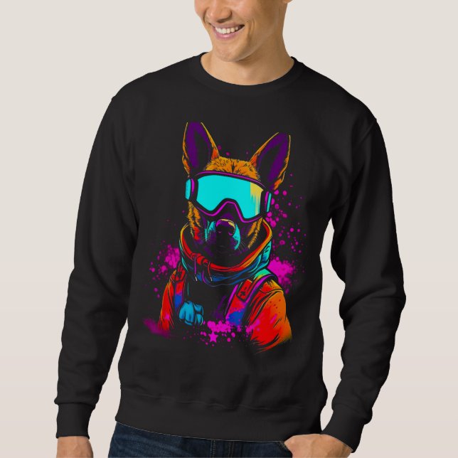 Belgian Malinois Dog Winter Snowboard Sweatshirt (Vorderseite)