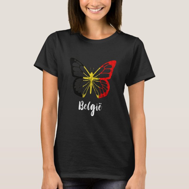 Belgian Pride Belgien Belgie Butterfly Belgium Fl T-Shirt (Vorderseite)