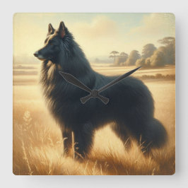 Belgian Sheepdog Quadratische Wanduhr