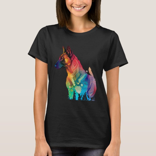 Belgian Shepherd Malinois Colorful Pop Splash T-Shirt (Vorderseite)