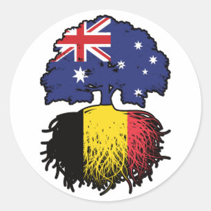 Belgien Australien Tree Roots (Belgien) Runder Aufkleber