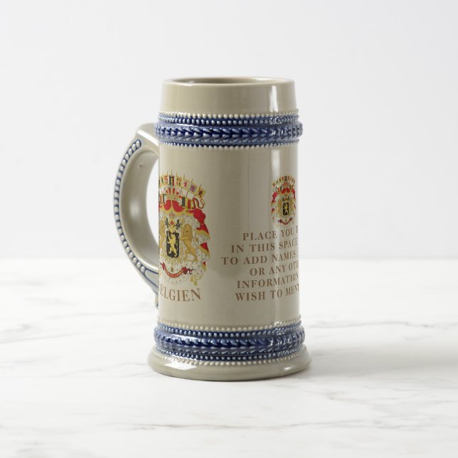 Belgien (BELGIEN) Große Wappen Personalisiert Bierglas (Vorderseite Links)