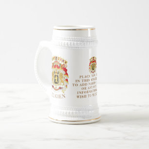 Belgien ( BELGIEN) Großes Wappen Personalisiert Bierglas