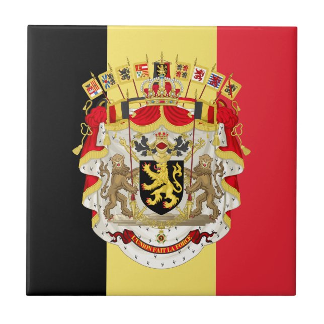 Belgien Flag & COA Fliese (Vorderseite)