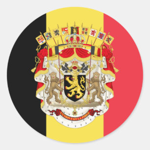 Belgien Flag & COA Runder Aufkleber