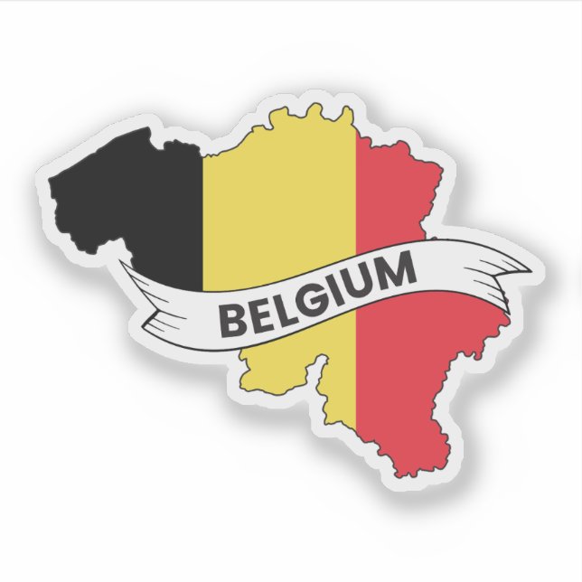 Belgien Flag Karte Aufkleber (Vorderseite)