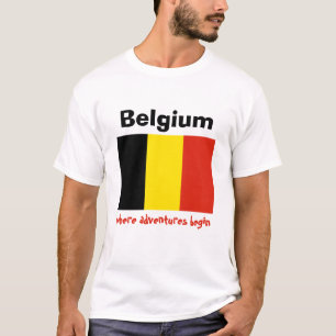 Belgien Flag + Karte + Text T - Shirt