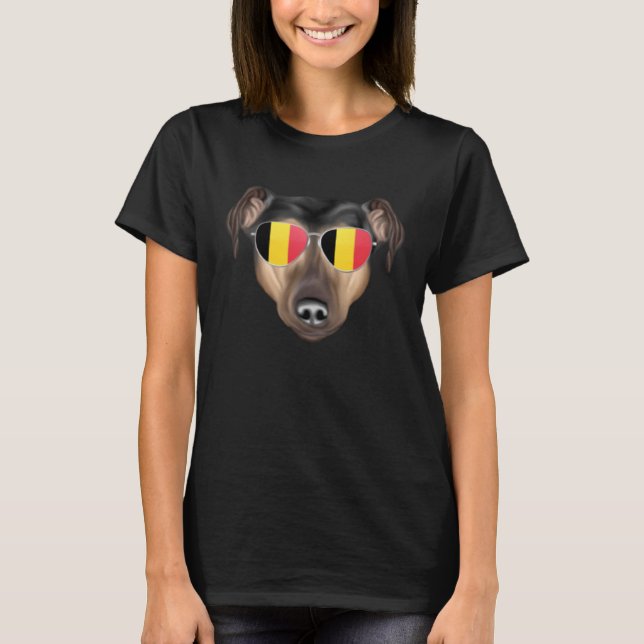 Belgien Flag Manchester Terrier Dog Belgium Pocket T-Shirt (Vorderseite)