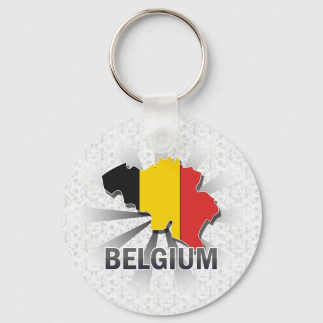Belgien Flag Map 2.0 Schlüsselanhänger (Vorderseite)