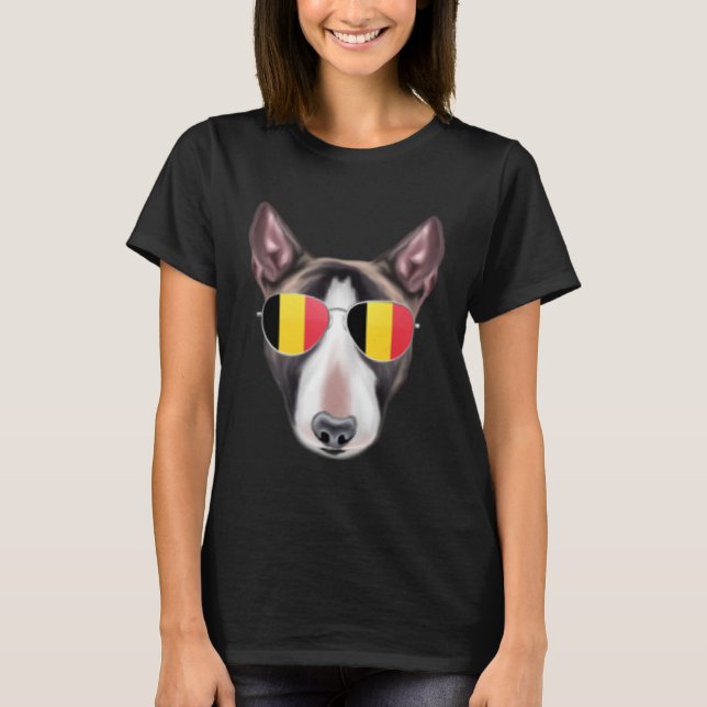 Belgien Flag Miniature Bull Terrier Dog Belgien Po T-Shirt (Vorderseite)