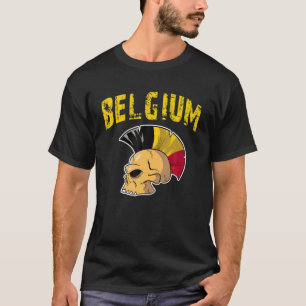 Belgien Flag Mohawk Skull. Unterstützer des nation T-Shirt