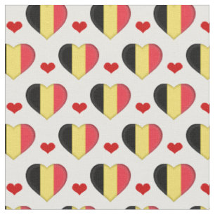 Belgien Flag & Red Heart mode Fabric / Belgien Stoff