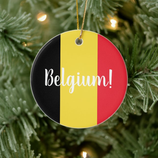 Belgien - Flag und benutzerdefinierbarer Text Keramik Ornament (Baum)