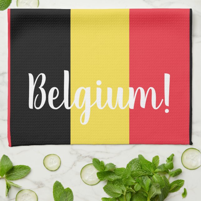 Belgien - Flag und Text Geschirrtuch (Gefaltet)