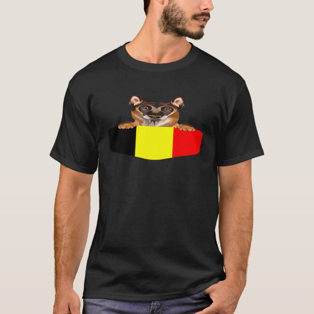Belgien Flagge Belgischer Malinoi-Hund in Pocket T-Shirt (Vorderseite)