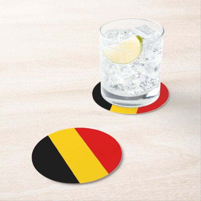 Belgien-Flagge Runder Pappuntersetzer (Vor Ort)
