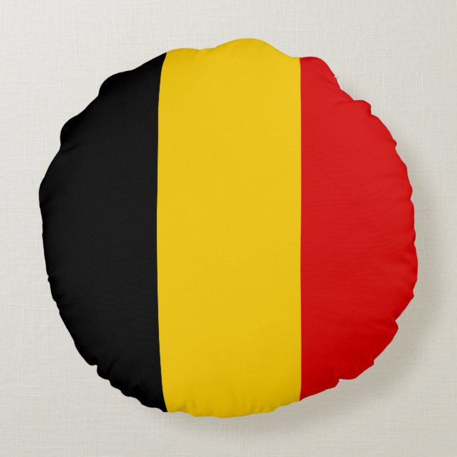Belgien-Flagge Rundes Kissen (Rückseite)