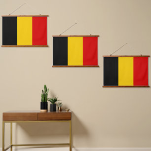 Belgien-Flagge Wandteppich Mit Holzrahmen
