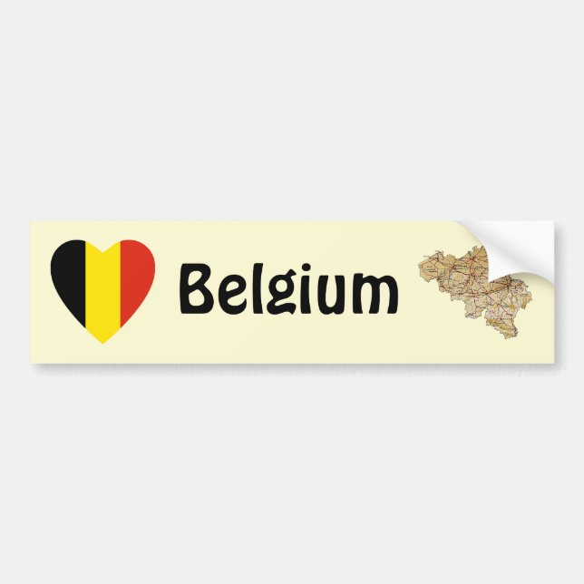 Belgien-Flaggen-Herz + Karten-Autoaufkleber Autoaufkleber (Vorne)