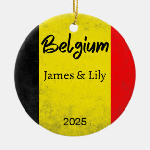 Belgien Flaggen-Ornament, Personalisiert Belgien Keramik Ornament