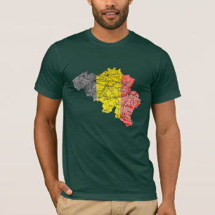 Belgien Flaggenfarben Karte T-Shirt