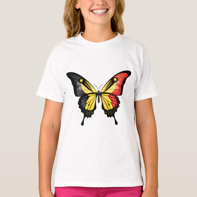 Belgien Frack-Schmetterlingsflaggenaufkleber T-Shirt (Vorderseite)