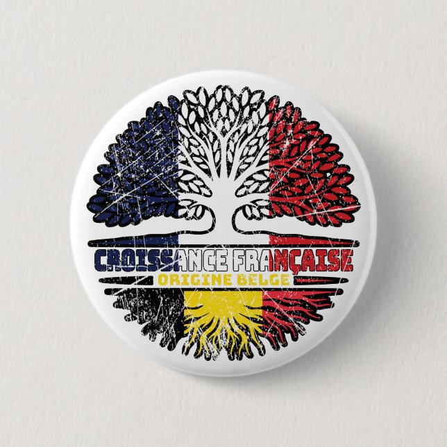 Belgien Französisch-Französisch-Tree-Roots-Flag Button (Vorderseite)