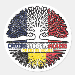 Belgien Französisch-Französisch-Tree-Roots-Flag Runder Aufkleber