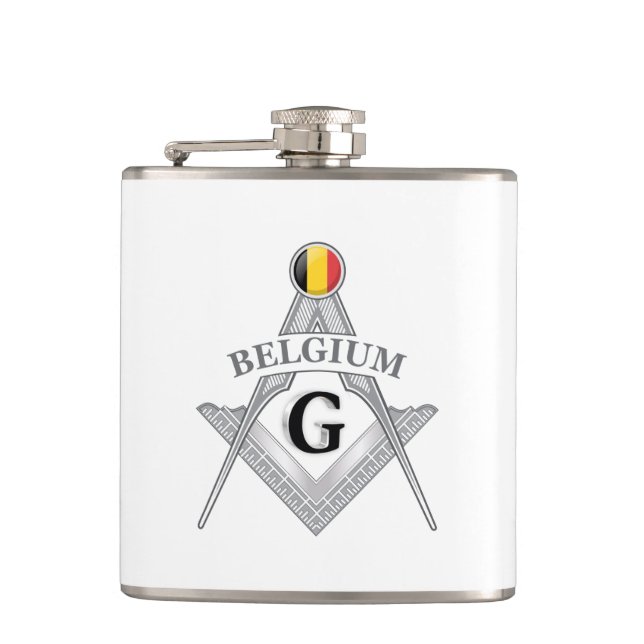 Belgien Freimaurerei Zeichen Flachmann (Vorderseite)