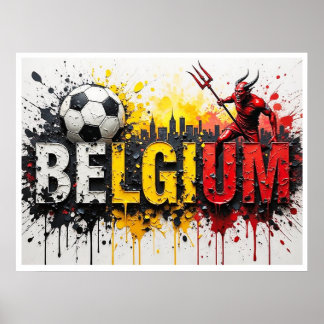 Belgien Fußball Stadtlandschaft Ölmalerei Stil Kun Poster