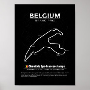 Belgien Grandprix Rennstreckengrundriss Poster