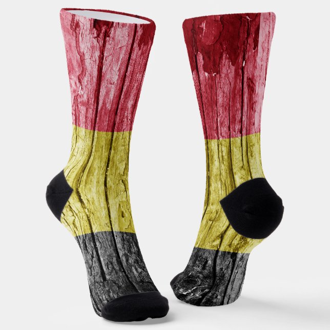 Belgien Holzflagge Socken (Gewinkelt)