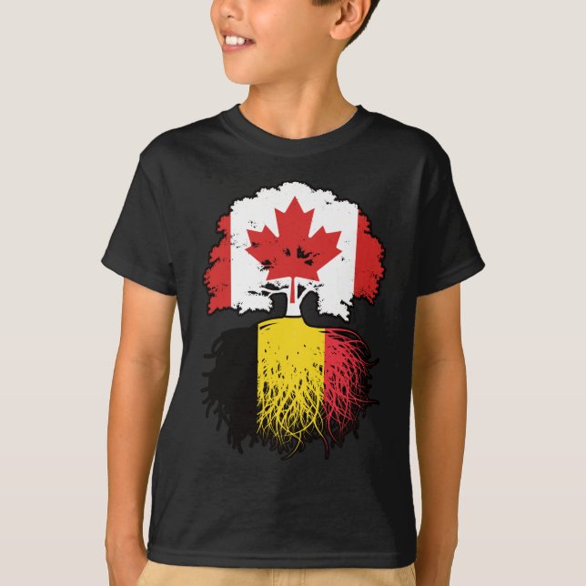 Belgien Kanadische Flagge für Baumhirten in Belgie T-Shirt (Vorderseite)