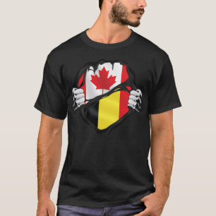 Belgien Kanadische Handgepanzerte Roots-Flagge T-Shirt