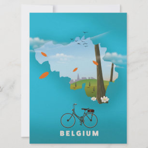 Belgien-Karte Reiseplakatdruck. Einladung