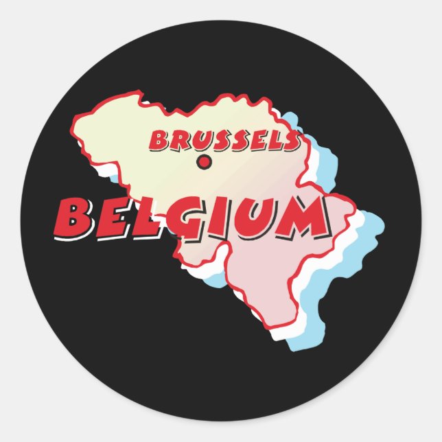 Belgien Karte Runder Aufkleber (Vorderseite)