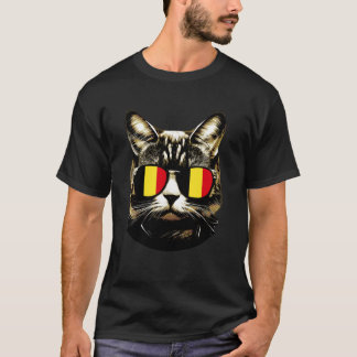 Belgien Katzenliebhaber Belgische Flagge Katze Pat T-Shirt