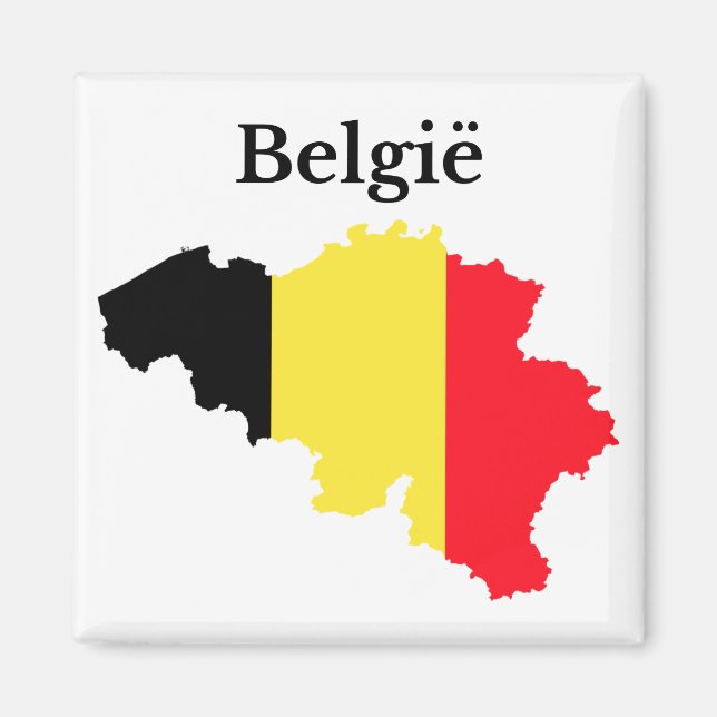 Belgien Map Flag (Niederländisch) Magnet (Vorne)
