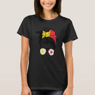 Belgien Messy Bun Soccer Flag Belgien Fußball Girl T-Shirt