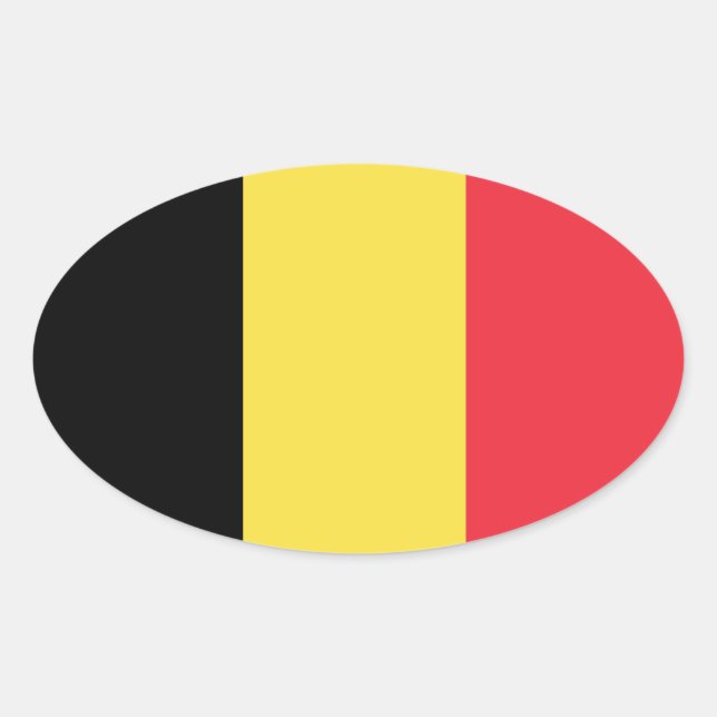Belgien* Oval Flag nach Euro-Art Ovaler Aufkleber (Vorderseite)