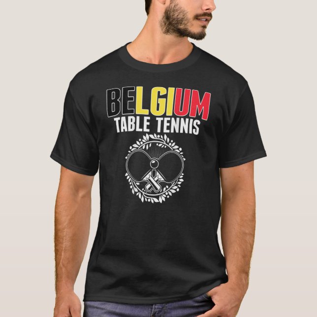 Belgien Ping Pong Belgisches Tischtennis-Team-Supp T-Shirt (Vorderseite)