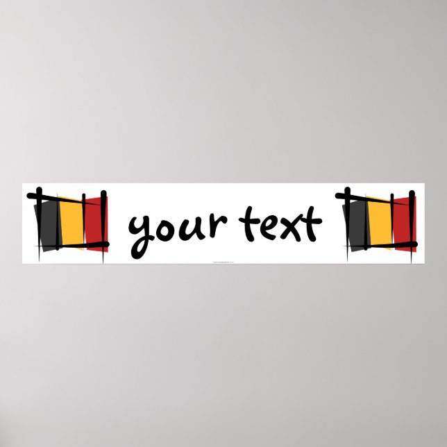Belgien Pinselflagge Poster (Vorne)