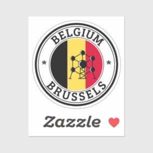 Belgien Siegel Sticker Rundfahne für Laptop Book.