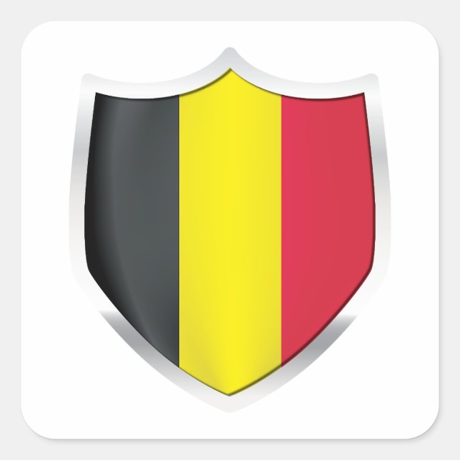 Belgien Silver Shield Flag Quadratischer Aufkleber (Vorderseite)