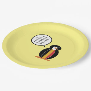 Belgien Sprechende Frau Penguin Personalisiert Pappteller