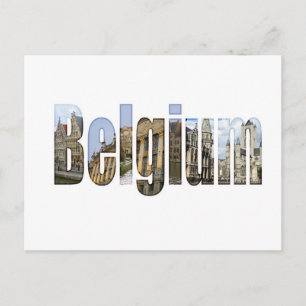 Belgien - Touristenattraktionen in Buchstaben Postkarte